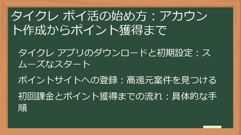 タイクレ ポイ活の始め方：アカウント作成からポイント獲得まで
