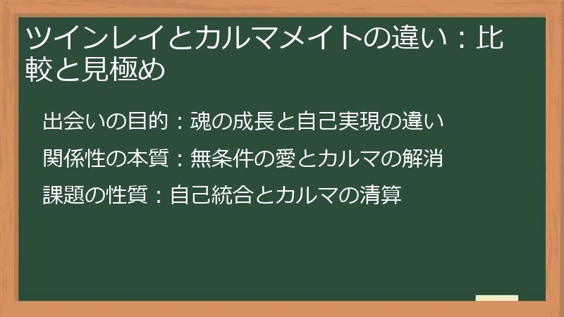 ツインレイとカルマメイトの違い：比較と見極め