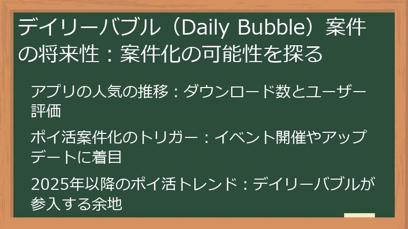 デイリーバブル（Daily Bubble）案件の将来性：案件化の可能性を探る