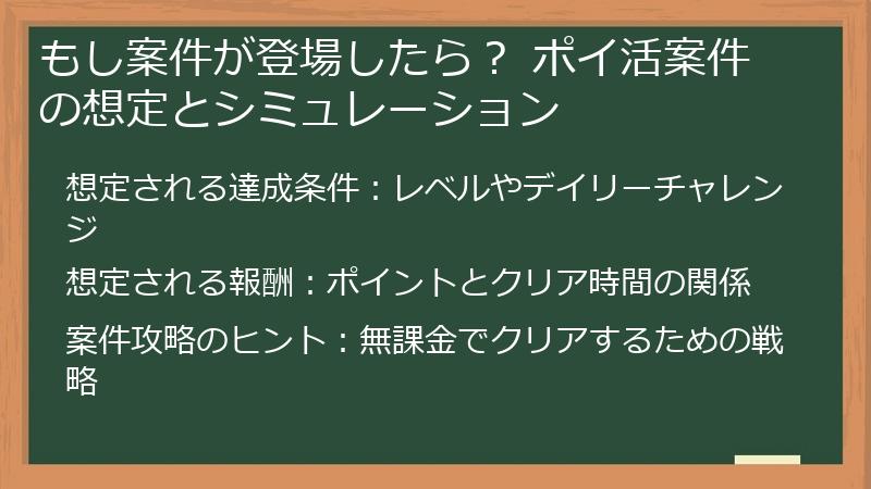 もし案件が登場したら？ ポイ活案件の想定とシミュレーション