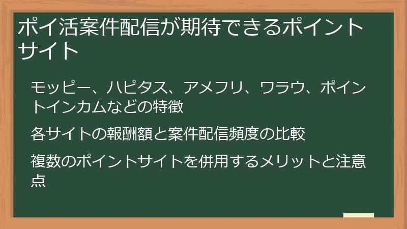 ポイ活案件配信が期待できるポイントサイト