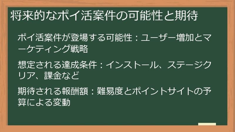 将来的なポイ活案件の可能性と期待