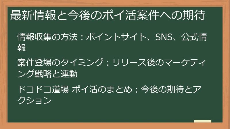 最新情報と今後のポイ活案件への期待
