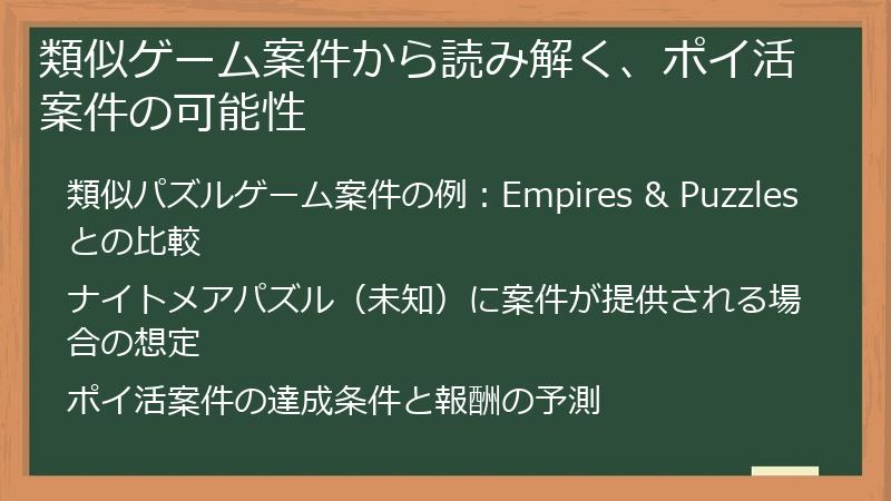類似ゲーム案件から読み解く、ポイ活案件の可能性