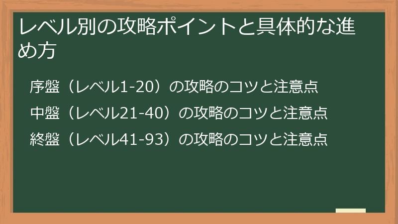 レベル別の攻略ポイントと具体的な進め方