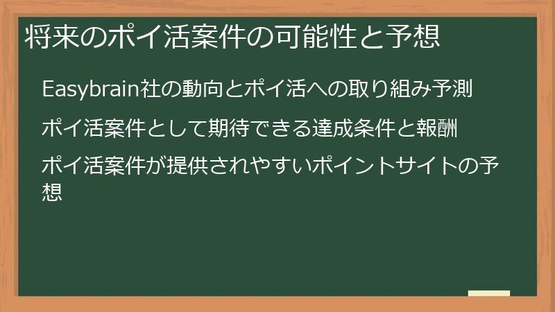 将来のポイ活案件の可能性と予想