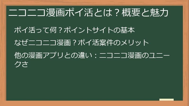 ニコニコ漫画ポイ活とは？概要と魅力