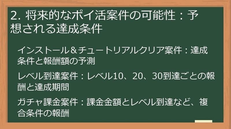 2. 将来的なポイ活案件の可能性：予想される達成条件