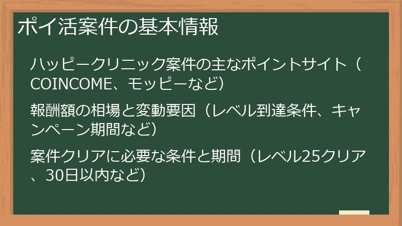 ポイ活案件の基本情報