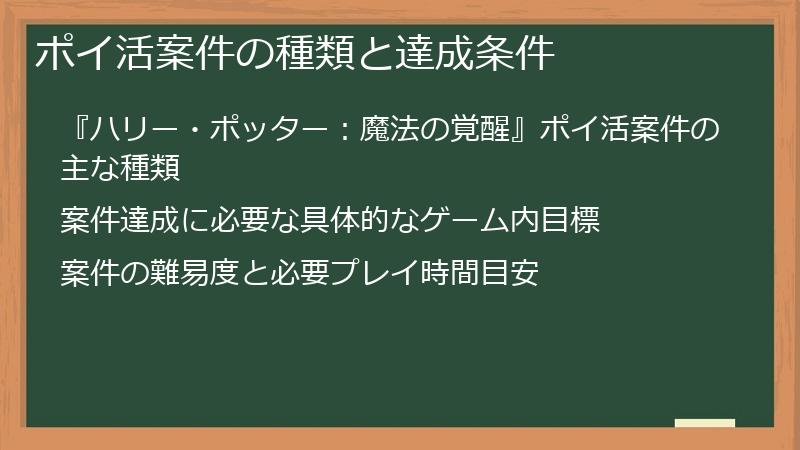ポイ活案件の種類と達成条件