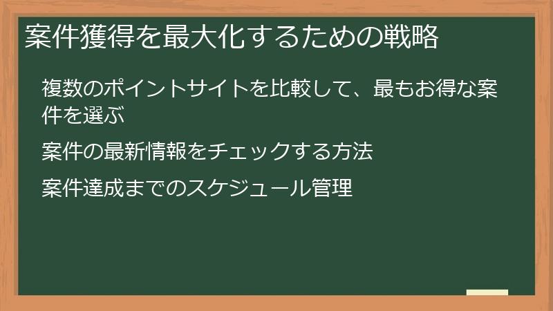 案件獲得を最大化するための戦略
