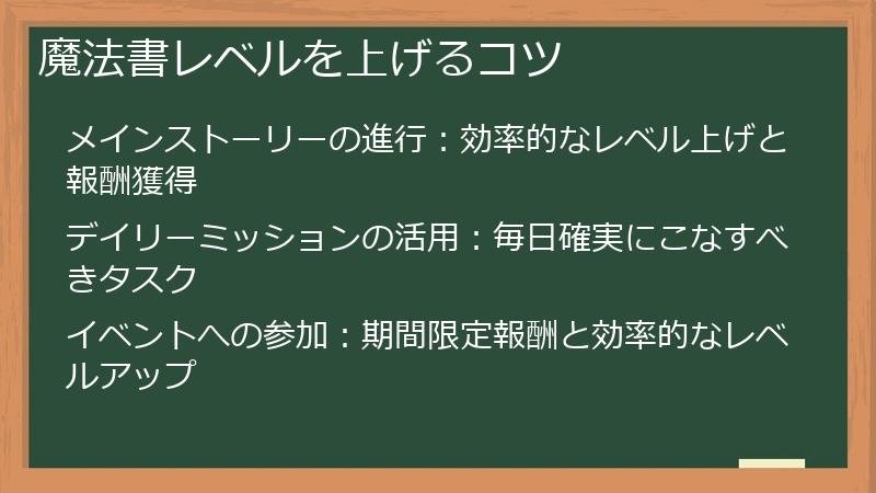 魔法書レベルを上げるコツ