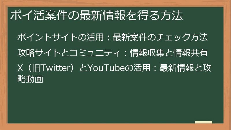 ポイ活案件の最新情報を得る方法