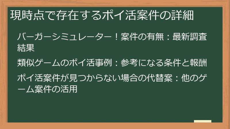 現時点で存在するポイ活案件の詳細