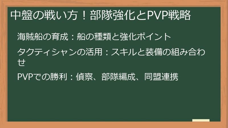 中盤の戦い方！部隊強化とPVP戦略