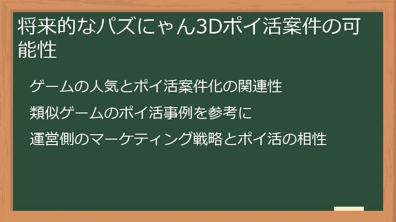 将来的なパズにゃん3Dポイ活案件の可能性