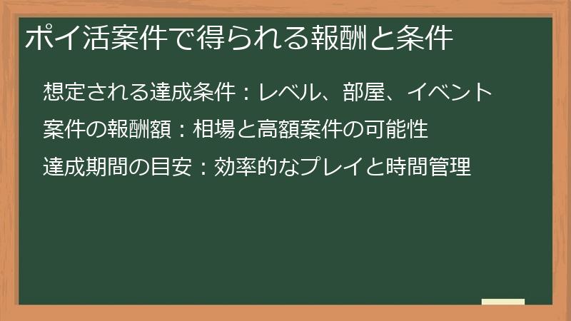 ポイ活案件で得られる報酬と条件