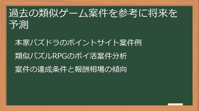 過去の類似ゲーム案件を参考に将来を予測
