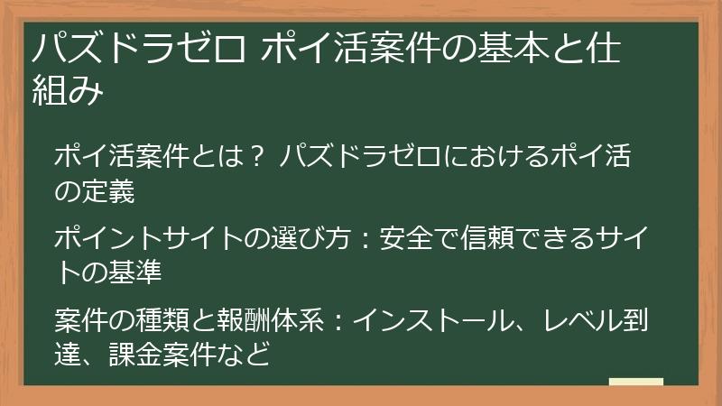 パズドラゼロ ポイ活案件の基本と仕組み
