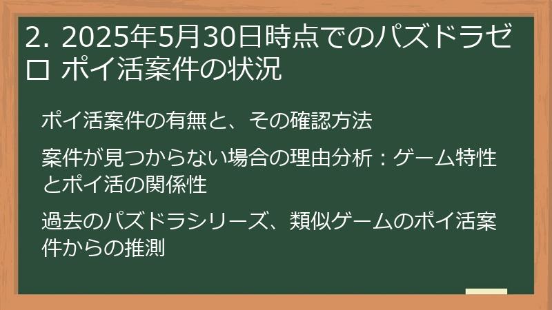 2. 2025年5月30日時点でのパズドラゼロ ポイ活案件の状況