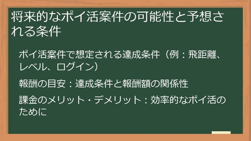 将来的なポイ活案件の可能性と予想される条件