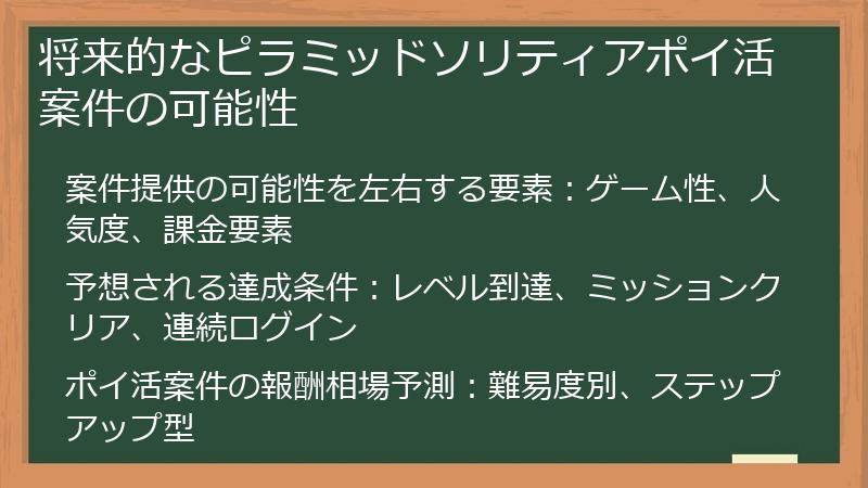 将来的なピラミッドソリティアポイ活案件の可能性