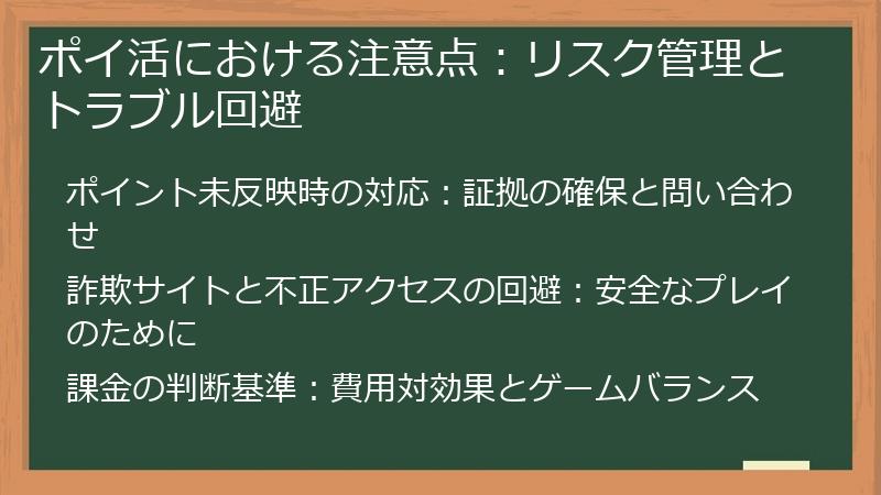 ポイ活における注意点：リスク管理とトラブル回避