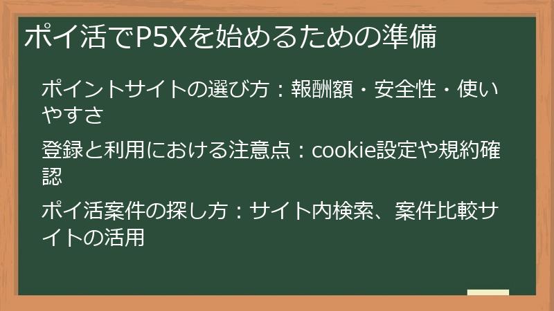 ポイ活でP5Xを始めるための準備