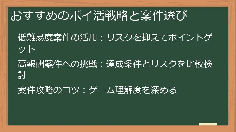おすすめのポイ活戦略と案件選び