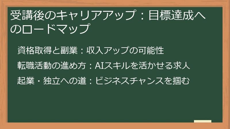 受講後のキャリアアップ：目標達成へのロードマップ