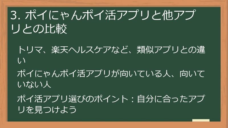 3. ポイにゃんポイ活アプリと他アプリとの比較