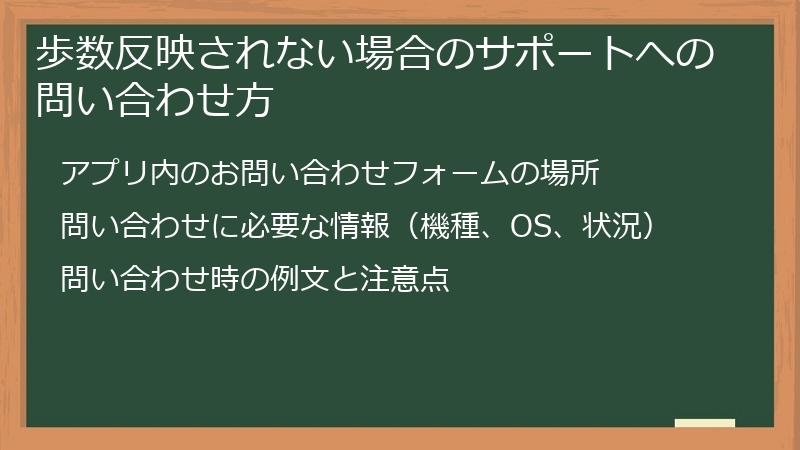 歩数反映されない場合のサポートへの問い合わせ方