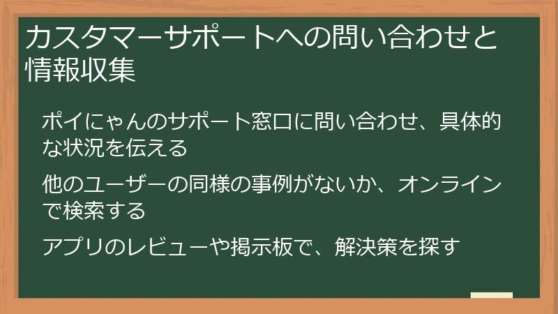 カスタマーサポートへの問い合わせと情報収集