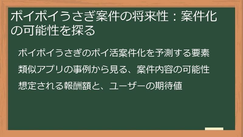 ポイポイうさぎ案件の将来性：案件化の可能性を探る