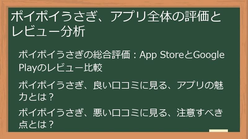 ポイポイうさぎ、アプリ全体の評価とレビュー分析