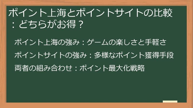 ポイント上海とポイントサイトの比較：どちらがお得？
