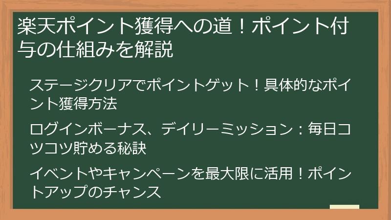 楽天ポイント獲得への道！ポイント付与の仕組みを解説