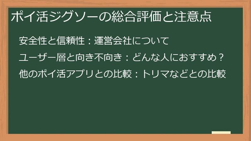 ポイ活ジグソーの総合評価と注意点