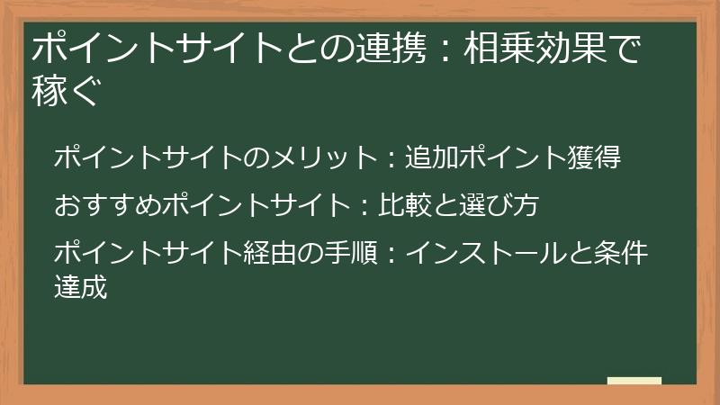 ポイントサイトとの連携：相乗効果で稼ぐ