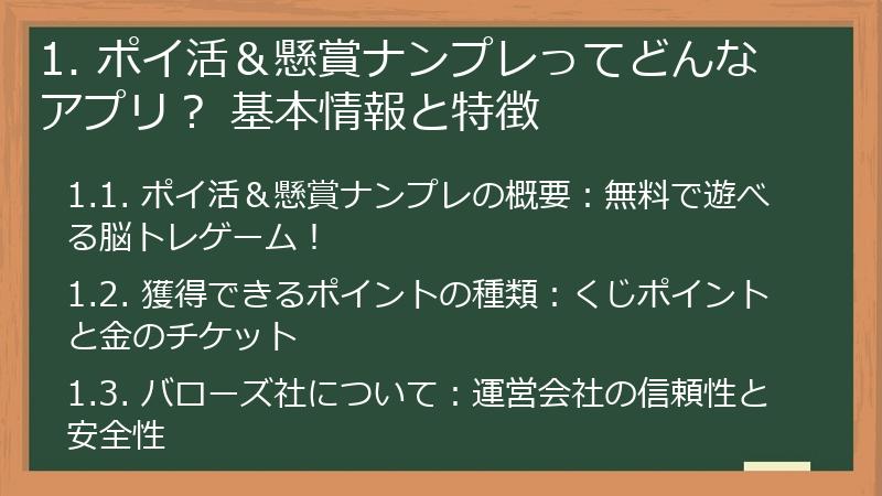 1. ポイ活＆懸賞ナンプレってどんなアプリ？ 基本情報と特徴