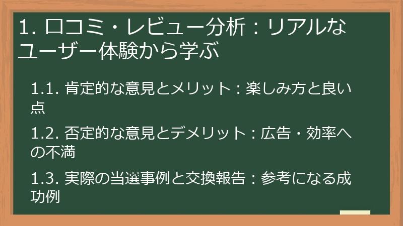 1. 口コミ・レビュー分析：リアルなユーザー体験から学ぶ