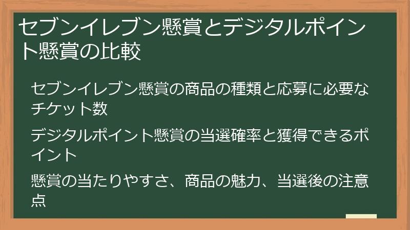 セブンイレブン懸賞とデジタルポイント懸賞の比較