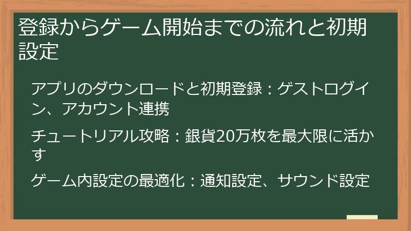 登録からゲーム開始までの流れと初期設定