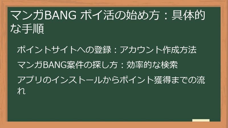 マンガBANG ポイ活の始め方：具体的な手順