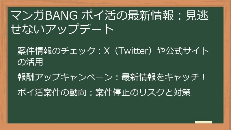 マンガBANG ポイ活の最新情報：見逃せないアップデート