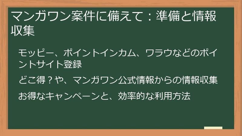 マンガワン案件に備えて：準備と情報収集