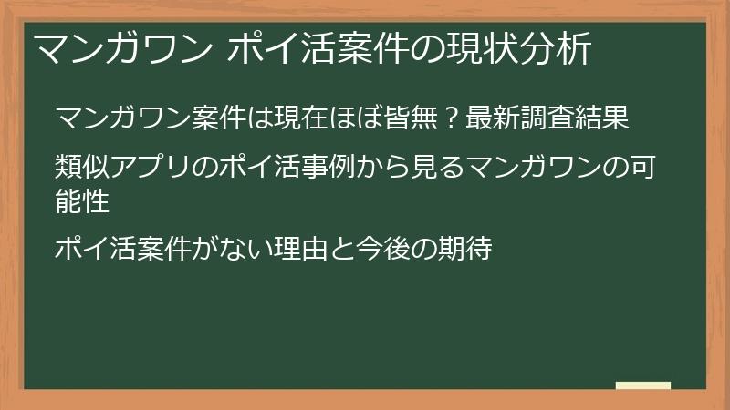 マンガワン ポイ活案件の現状分析