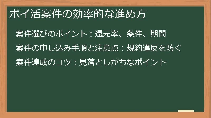 ポイ活案件の効率的な進め方