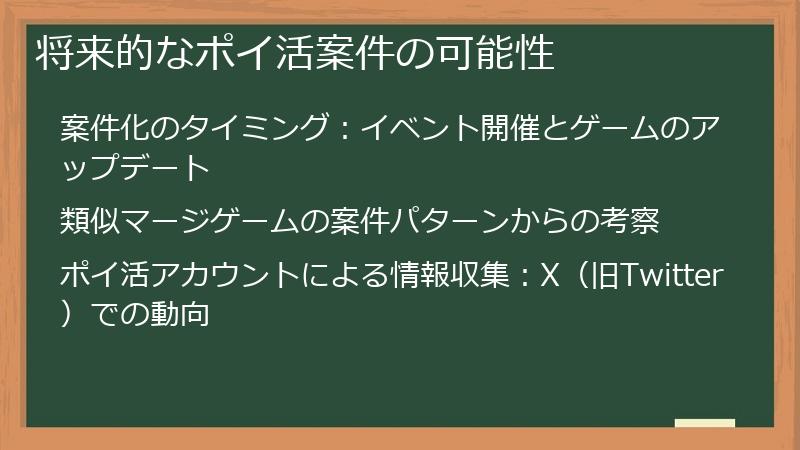 将来的なポイ活案件の可能性