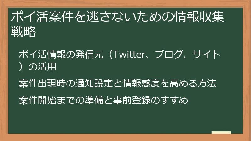 ポイ活案件を逃さないための情報収集戦略